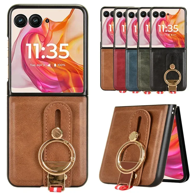 Luxury Leather Stand Case with Wristband and Ring Opener