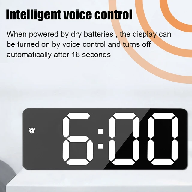 Download Alarm Clock|voice-controlled Led Alarm Clock - Acrylic Mirror,  Digital Time & Temperature Display