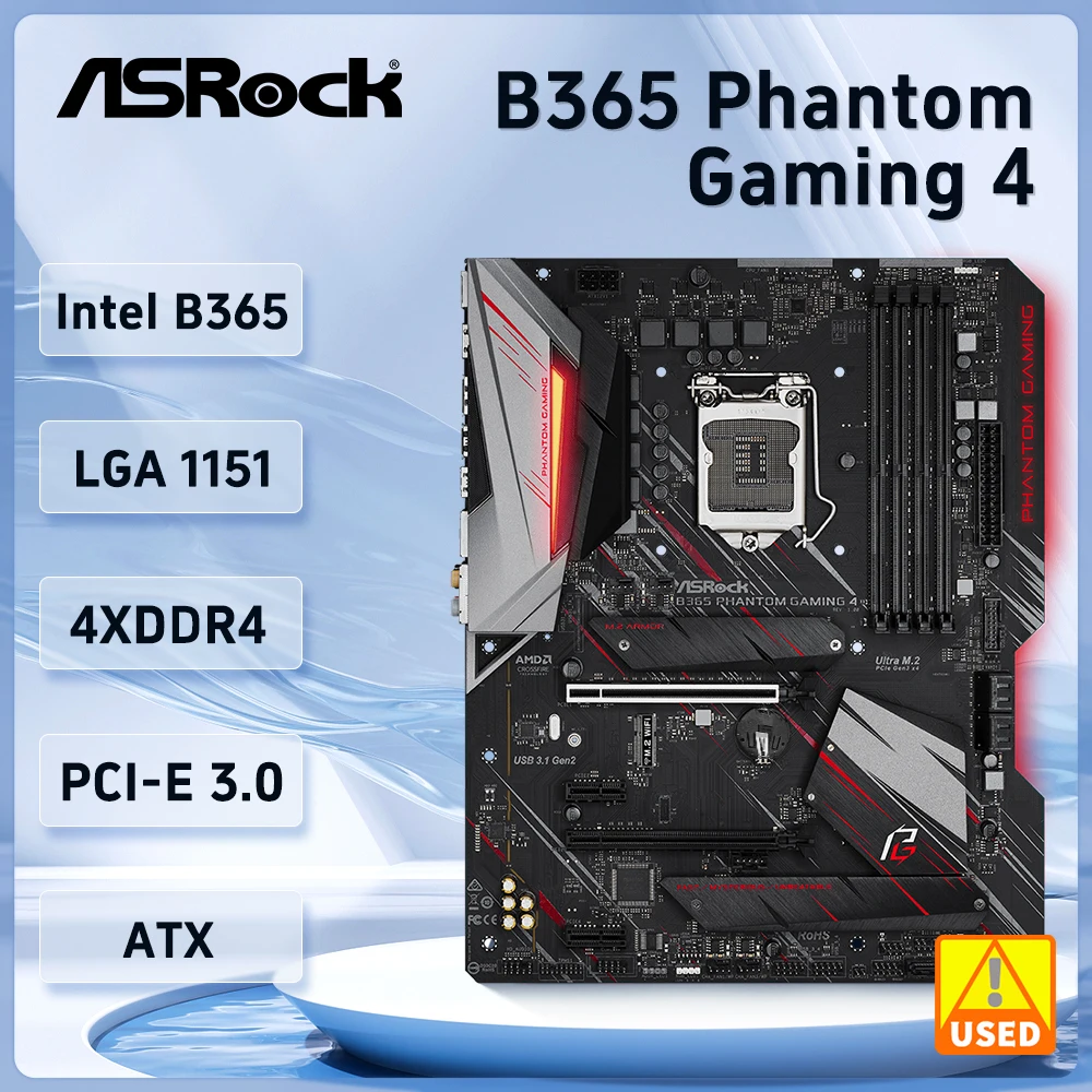 ASRock B365 PHANTOM GAMING 4 Motherboard LGA1151 Intel B365 DDR4 64GB PCI E 3 0 3