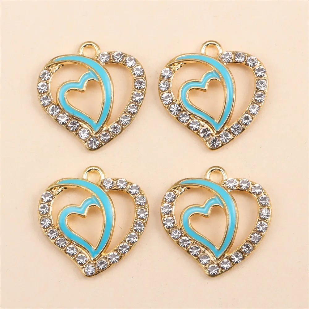 10 Stück Mode Legierung Zirkon Liebe Herz Anhänger Frauen Halskette Ohrringe Charme Schmuck Accessoires DIY Herstellung von Bastel materialien – Detail 6