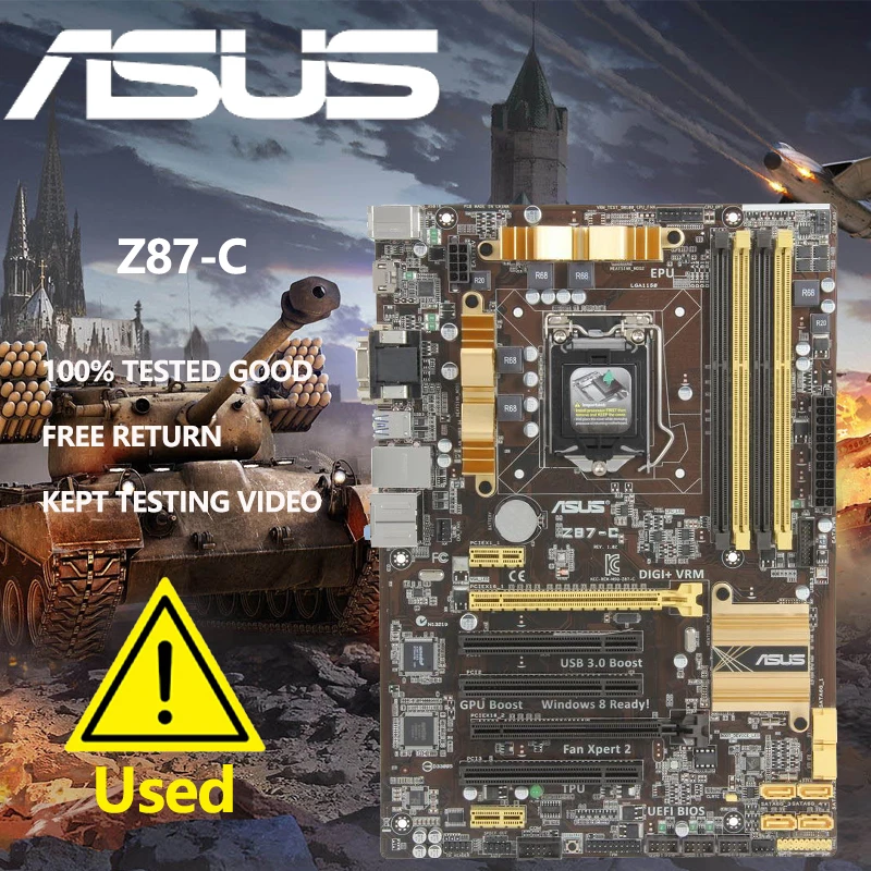 Б/у Материнская плата ASUS Z87-C LGA 1150 Intel Z87 HDMI SATA 6 Гб/с USB 3,0 ATX Intel