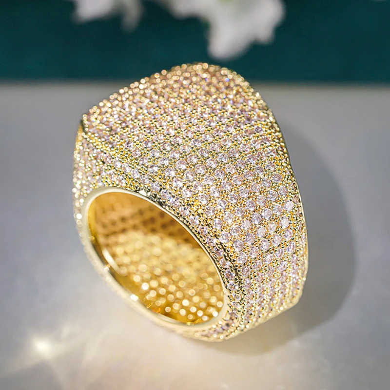 Huitan Funkelnder voller Bling Iced Out Fingerring für Damen, Luxus-Antragszubehör, Micro Pave Zirkonia-Schmuck für Party – Detail 25
