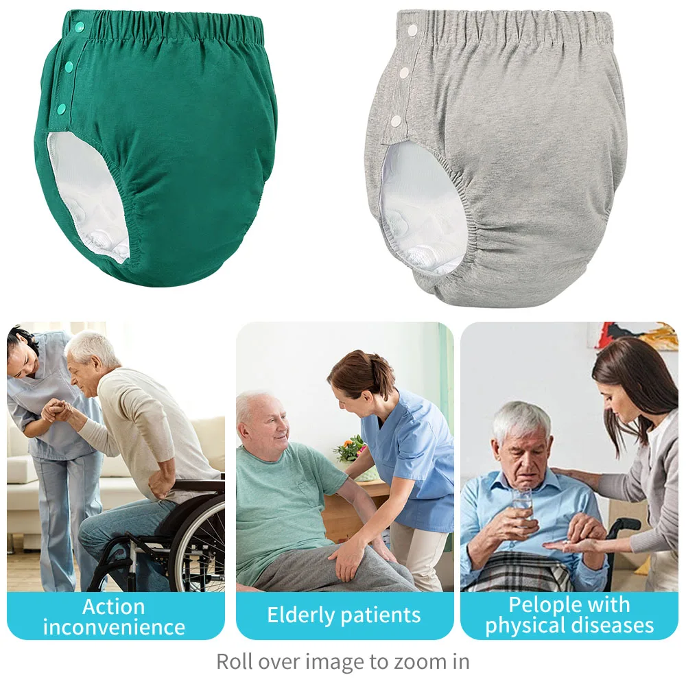 Cotton Adult Cloth Diapers Waterproof Old Man's Diaper Pants Reusable Diapers Trouser Pocket Washable Breathable Colth Diapers 2