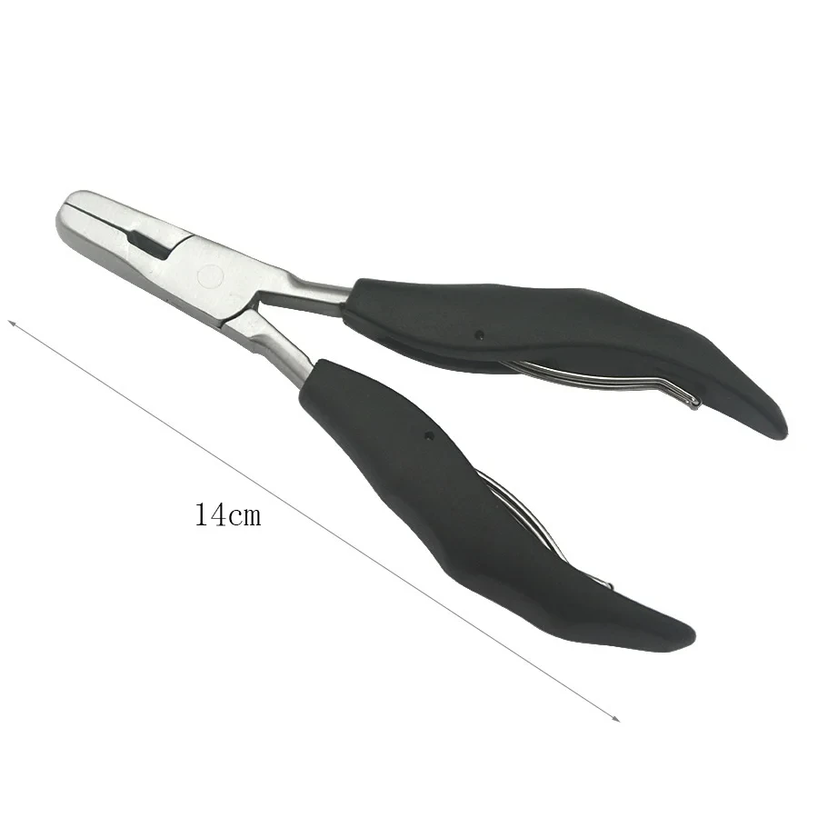 1pc Black Flat Shape Plier with Small Grooves Pre-Bonded Hair Extension Clamp Hair Extension Pliers for Keratin Hair Extensions