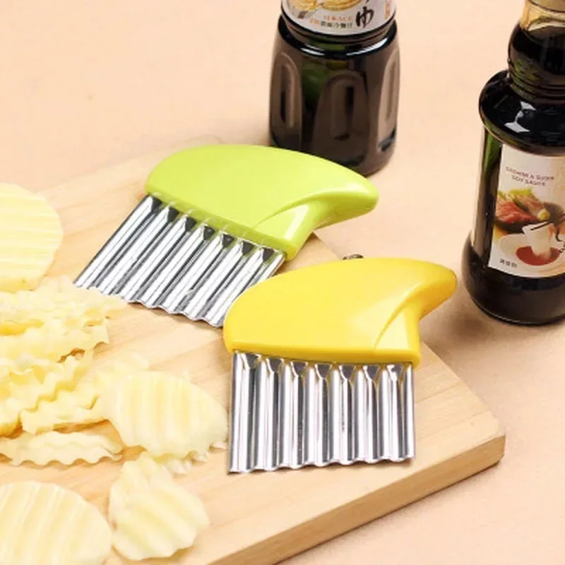 Portable Wavy French Fries Cutter Stainless Steel Potato Slicer Vegetable Chopper Potato Cutter Durable Kitchen Gadgets
