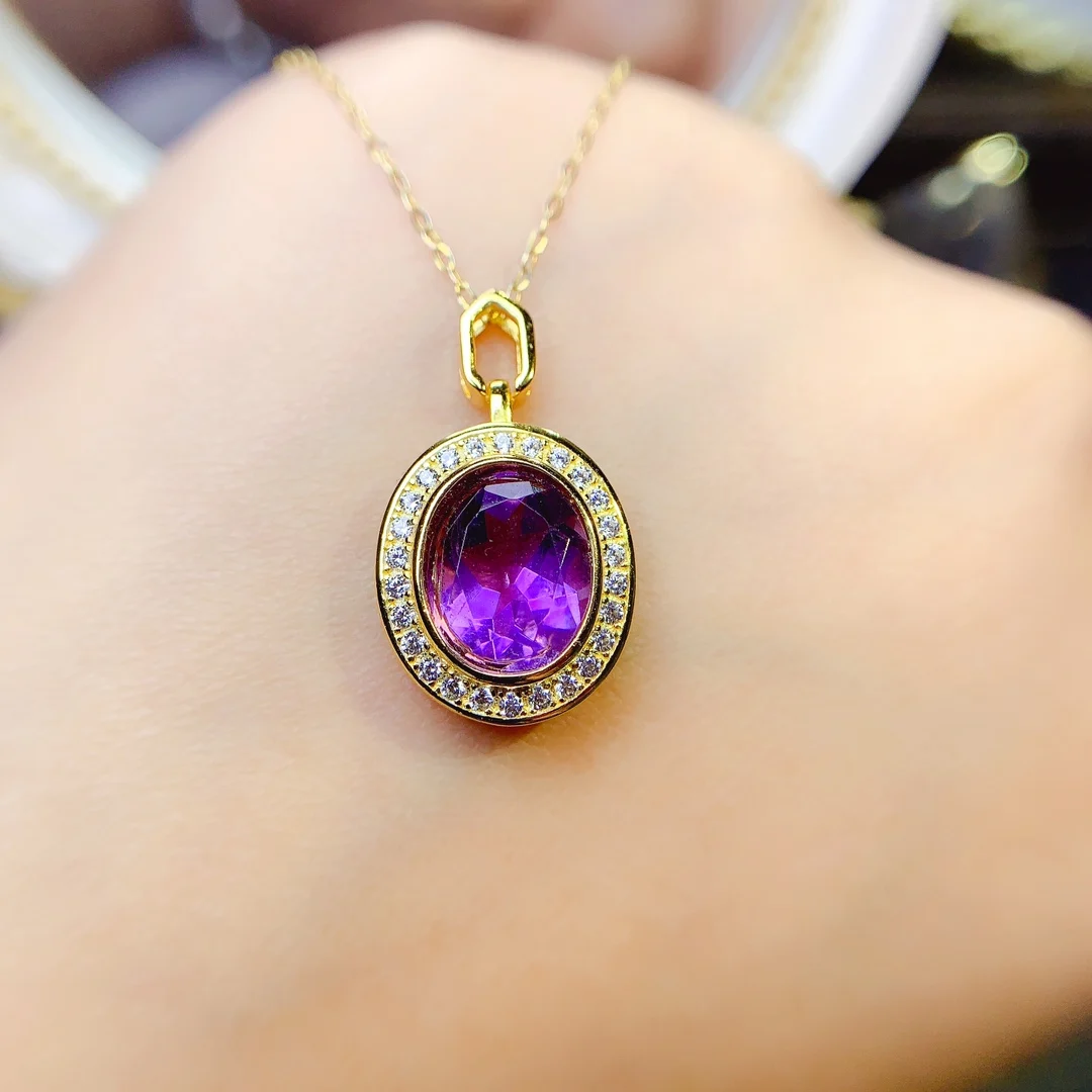 

Amethyst Necklace Women's Pendant 925 sterling silver Women's Christmas Gems free Shipping Jewelry necklace Pendant