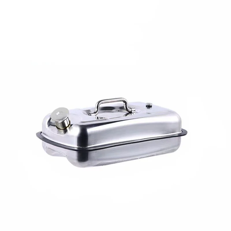 Spill Proof Fuel Container 201 Thicked Stainless Steel Orizontal Oil Drum 3L/5L Spare Fuel Tank Oil Pot Portable Drum