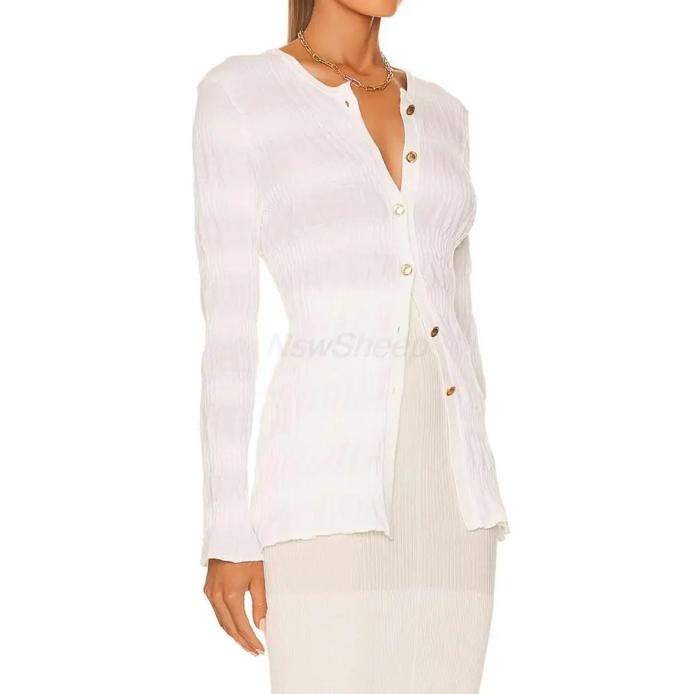 

Ladies Winter Knit Cardigan Coat Long Sleeve Single Breasted Tight Sweater Virgin Woolpolyamide Fine Elegant Blouses For Women