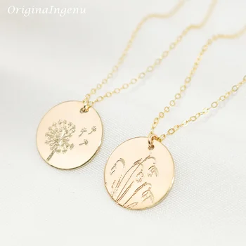 꽃 목걸이, 생일 주얼리, 수제 13MM/16MM 동전 초커, 14K 골드 충전 펜던트 콜리어 주얼리, 보헤미안 목걸이