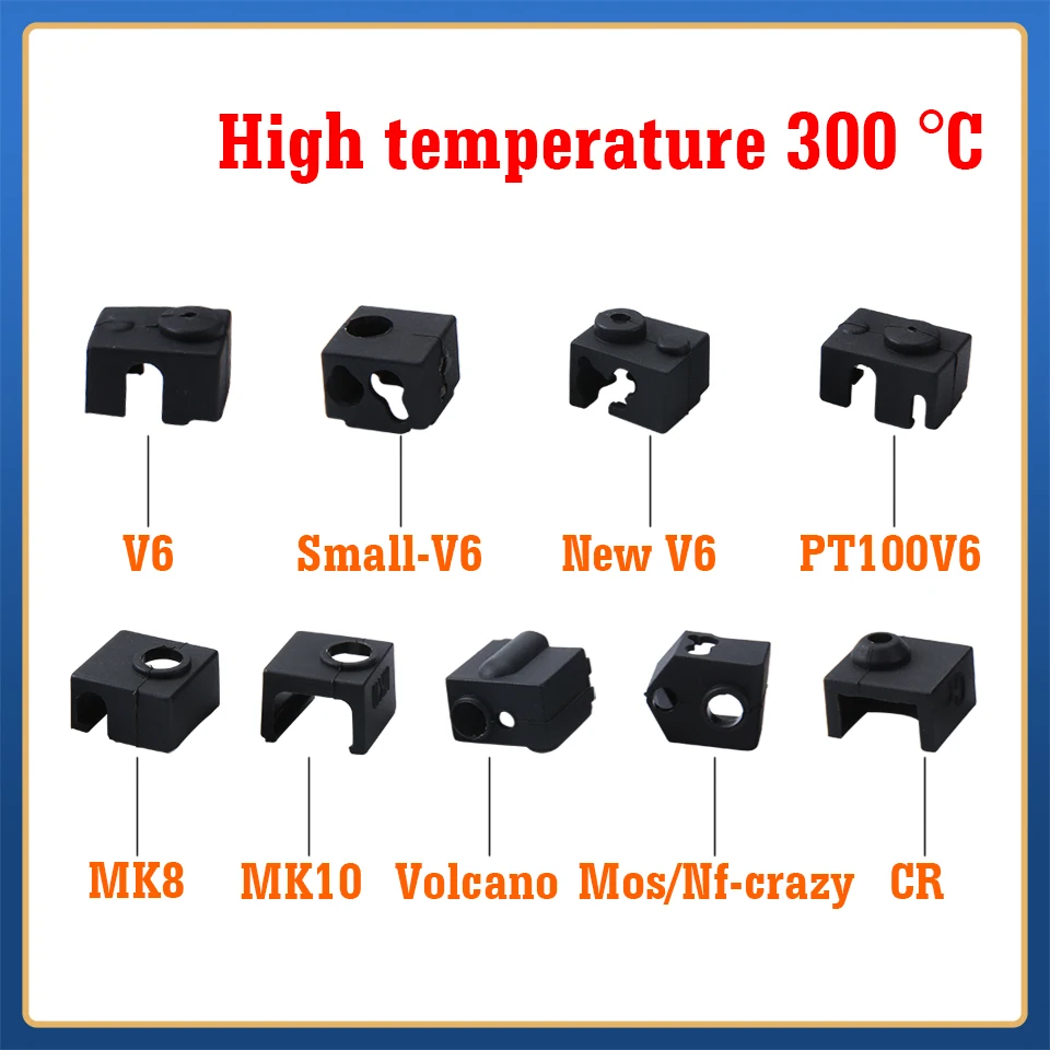 For V6/MK7 MK8 MK9/MK10/Volnaco Silicone Socks Heater Block Hotend Protector Insulation Cover For 3D Printer Hot End Heat Block