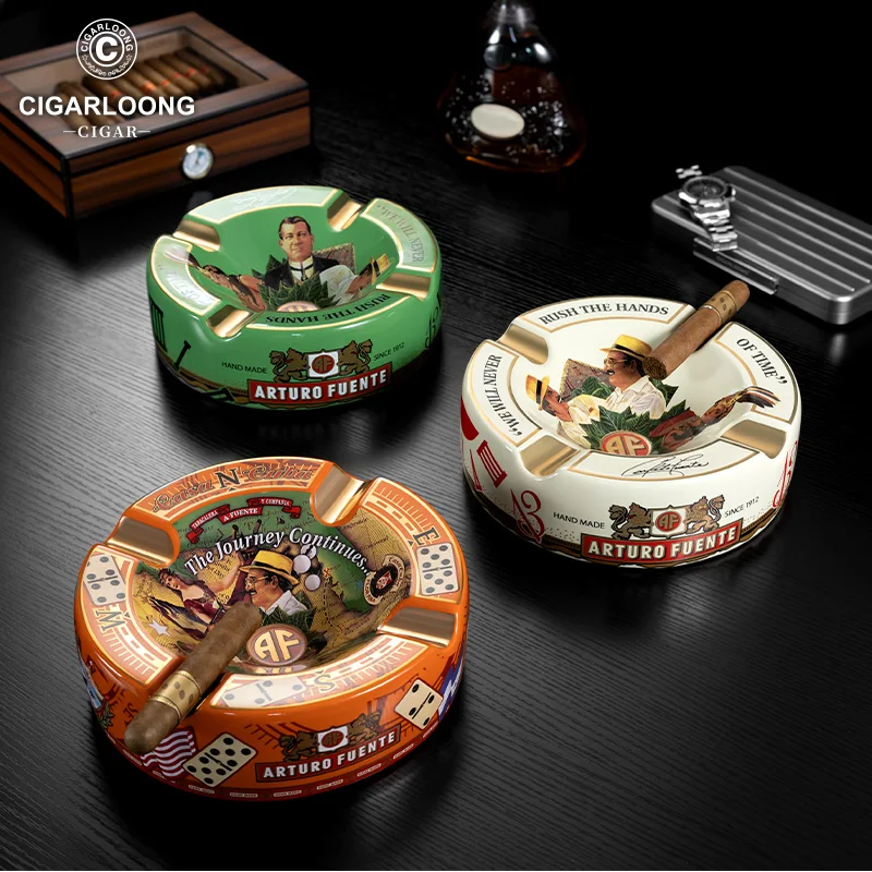 Ceramic Cigar Ashtray with 4 Slots Ash Tray Luxury Round Creative Home Decoration Smoking Accessories for Smoker's Gift CG-24I1 cigarettes ashtray,ceramic ashtray