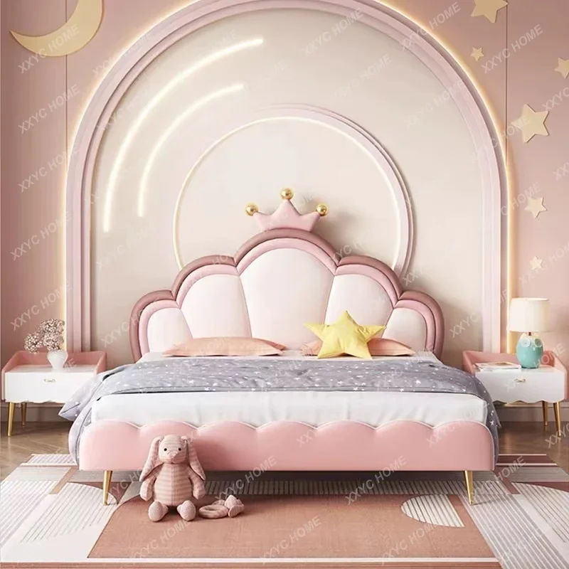 

Girl Princess Modern Minimalist Ins Style Internet Celebrity Bedroom Shell Bed 1.5 M Leather Bed