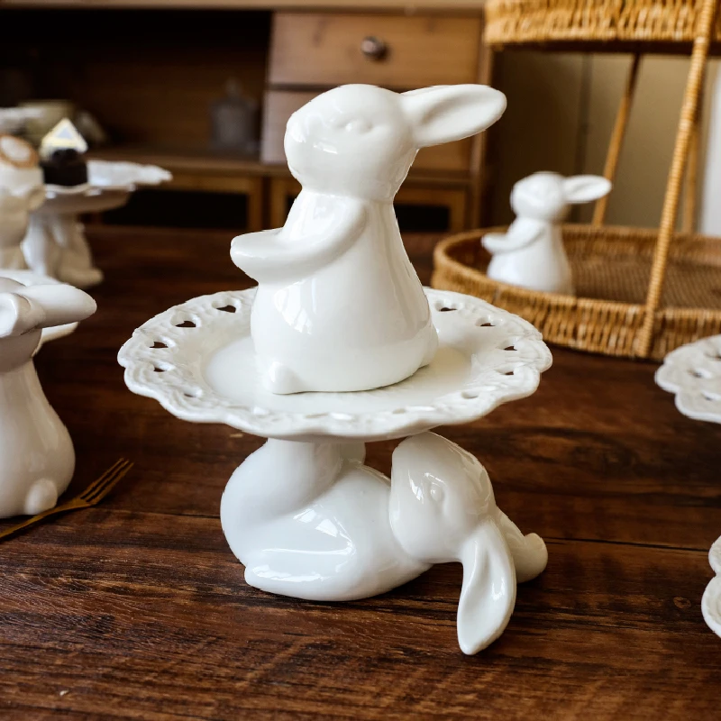 Nordic Bunny Cake Tray Banquet Display Tray High-legged Dessert Rack Dessert Table Afternoon Tea Plate Ornaments