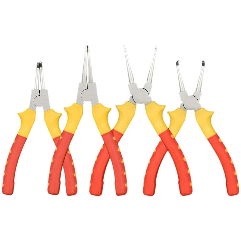 7SnapRingPliersSetInternalExternalStraightBentJawSpring