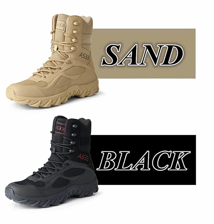 Taktische Militärstiefel für Herren, verschleißfest, rutschfest, Wanderschuhe, Kampfschuhe, Outdoor-Stiefel für Camping, Jagd, Arbeit, Übergröße 39–47 – Detail 2