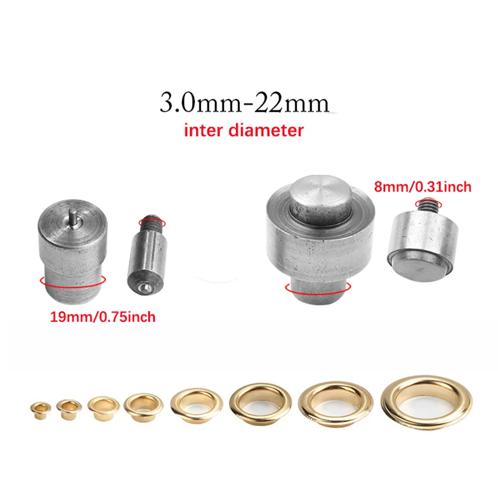 Eyelet Punch Tool Set Grommet Punch Tool Grommet Tool Eyelet Grommet Dies Grommet Tool Kit Grommet Eyelet Kit 2.0-20mm Eyelet Tool Punch Hole Grommet Dies for Hand Punch Press Mold for Cloth Leathercraft Scrapbooking Sewing Accessorie