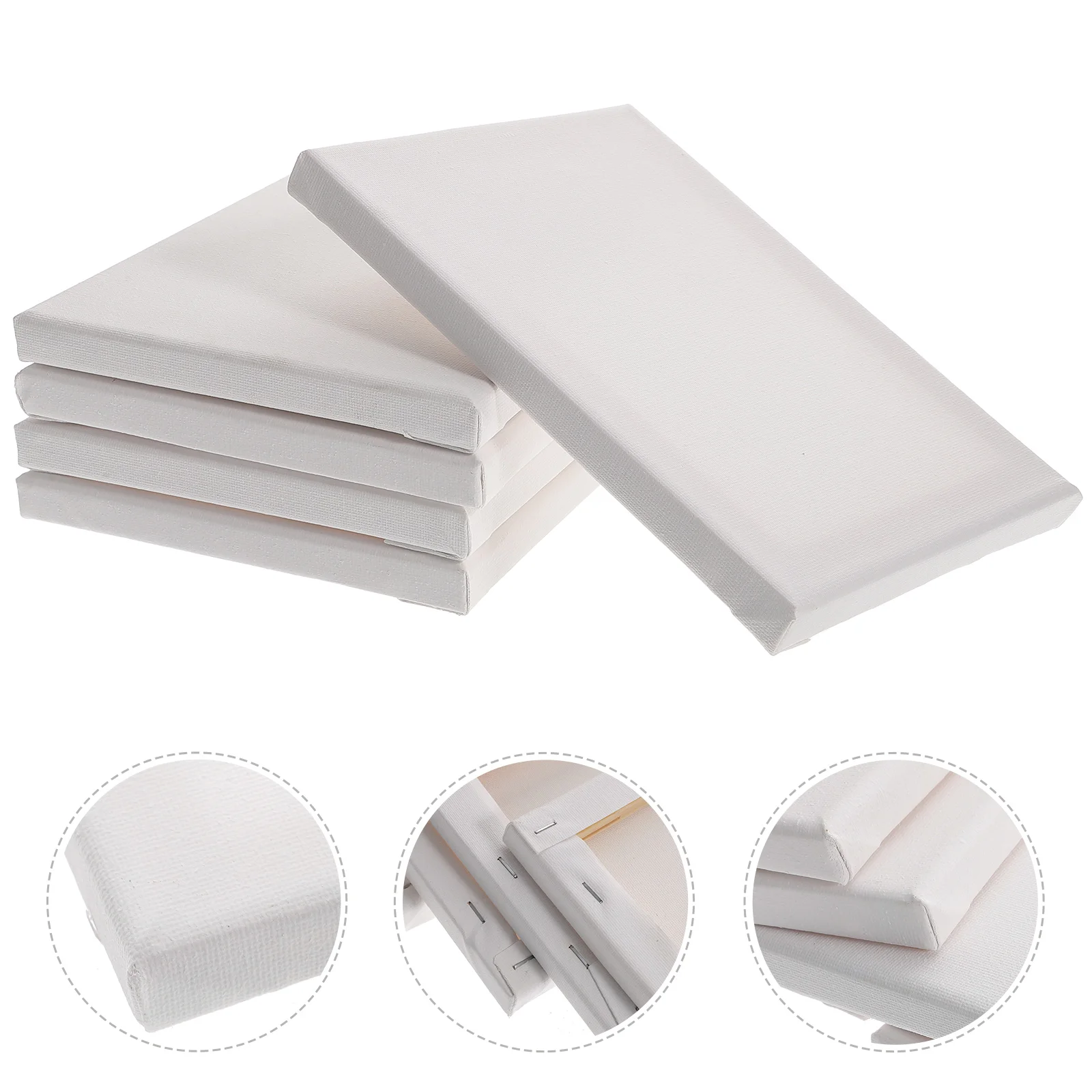 5 Pcs Oil Paint Blank Canvas Painting With Box for Acrylic Canvases White Watercolor Thin 6x8