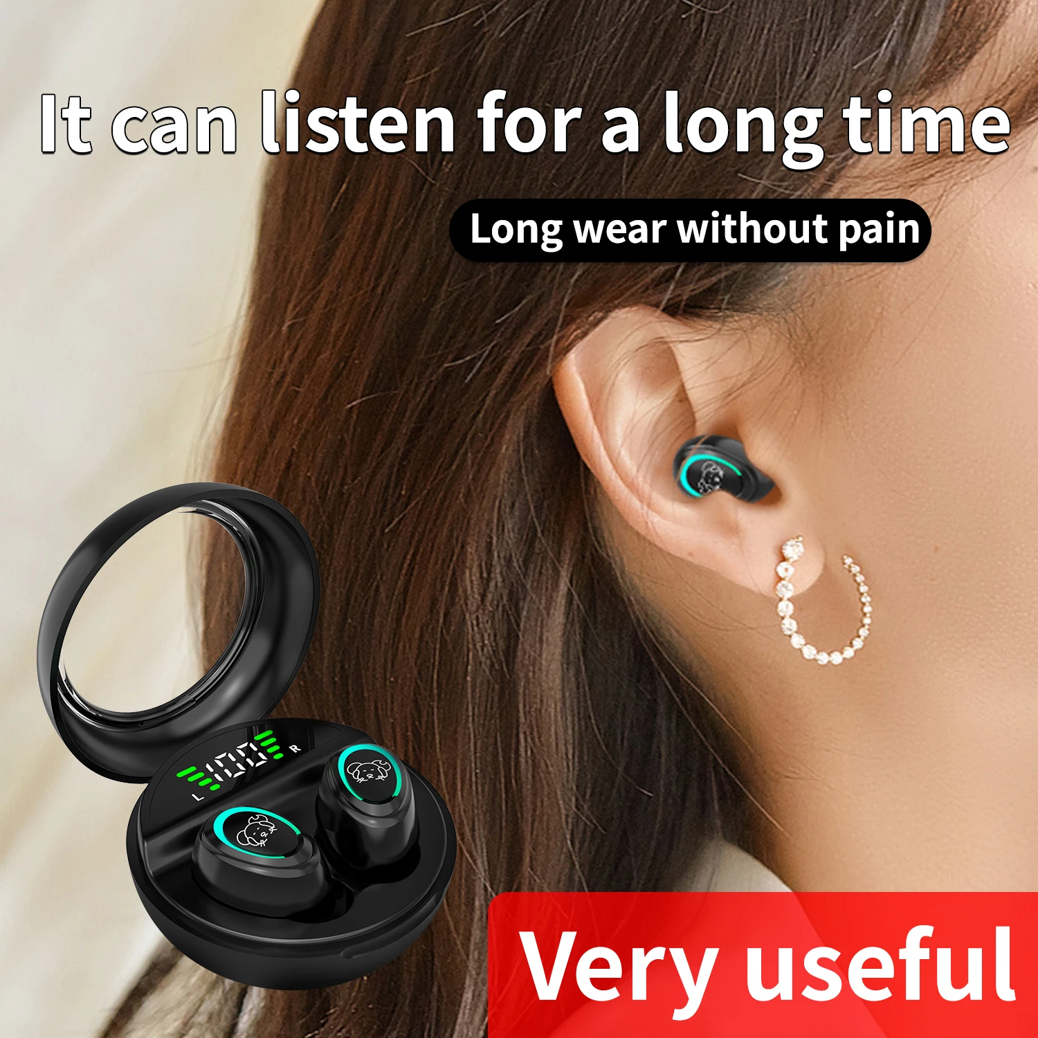 Bluetooth Headphones Wireless Earbuds 48hrs Talktime Digital Display Sports Ear Buds IPX5 Waterproof Earphones for Phone Laptop