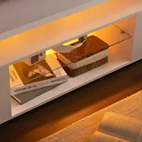 Cubehom LED TV Stand White Entertainment Center, Gaming Center for 60 65inch TV with Storage, TV Stands for Gaming Living 3