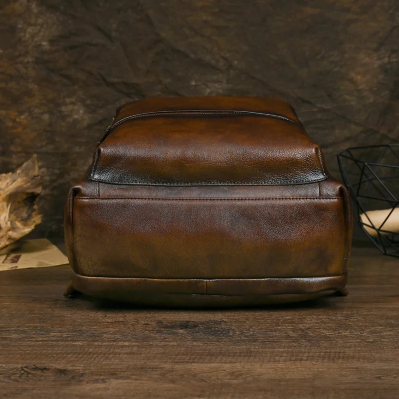 Vintage Leather Backpack 2024 for Men, Business and Leisure, Large Capacity Travel Bag 4