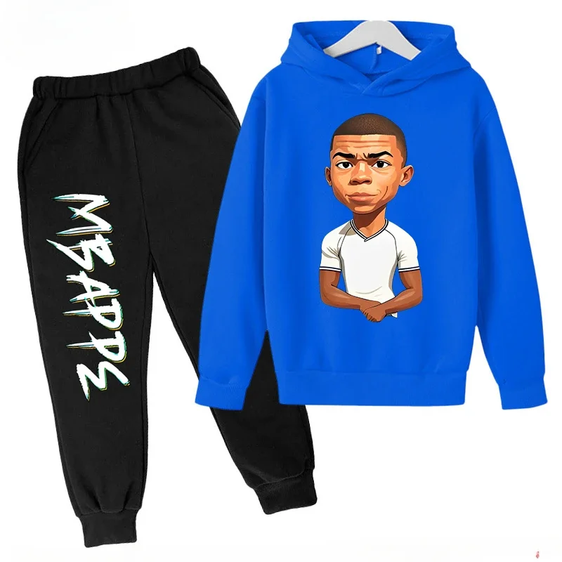 thumbnail image 1 of Conjunto de sudadera y pantalones con estampado de Mbappé para niños, primavera y otoño, ropa deportiva de 2 piezas para niños y niñas, ropa para niños, 1 of 5
