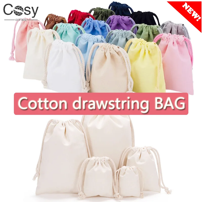 Eco-Friendly Cotton Blend Drawstring Gift Bags for Candy Storage and Home Organization