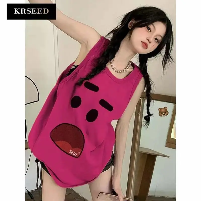 

New Summer Women's Top 100% Cotton Personality Sense Of Design Sleepwear Loose Vest Fashion Ladies Clothing T-shirt Loungewear
