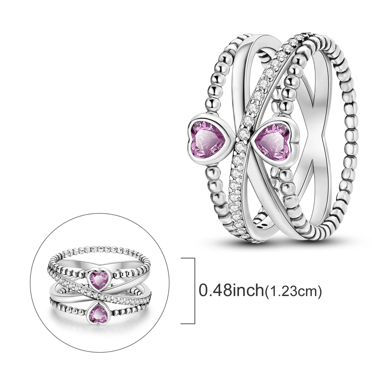 Rings For Women 925 Silver Color Zircon Winding Romantic Ring Finger Beaded Luxury Jewelry Original Engagement Wedding Gift silver rings silver ring wedding rings