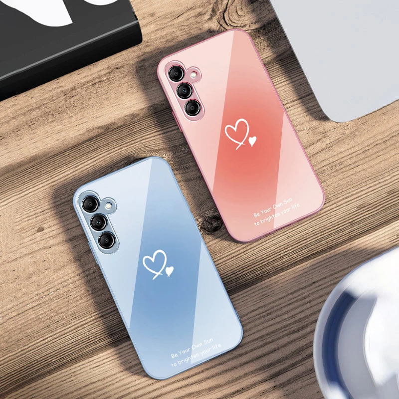 Gradient Heart Glass Phone Case