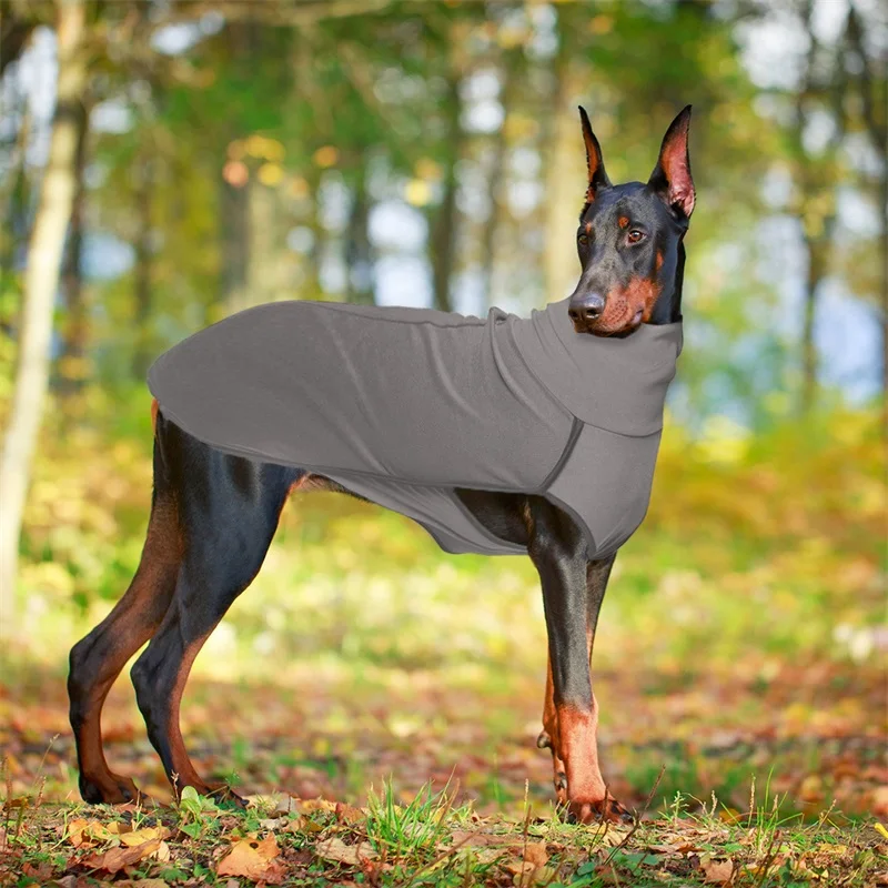 Dog Parkas Gray Pet Winter Clothes Solid Color Stitching Thick Warm Turtleneck Pullover Dog Coats