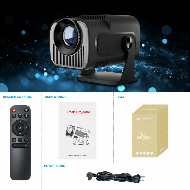 Portable 720P Android 11 4K Projector with Wifi6 and BT5.0