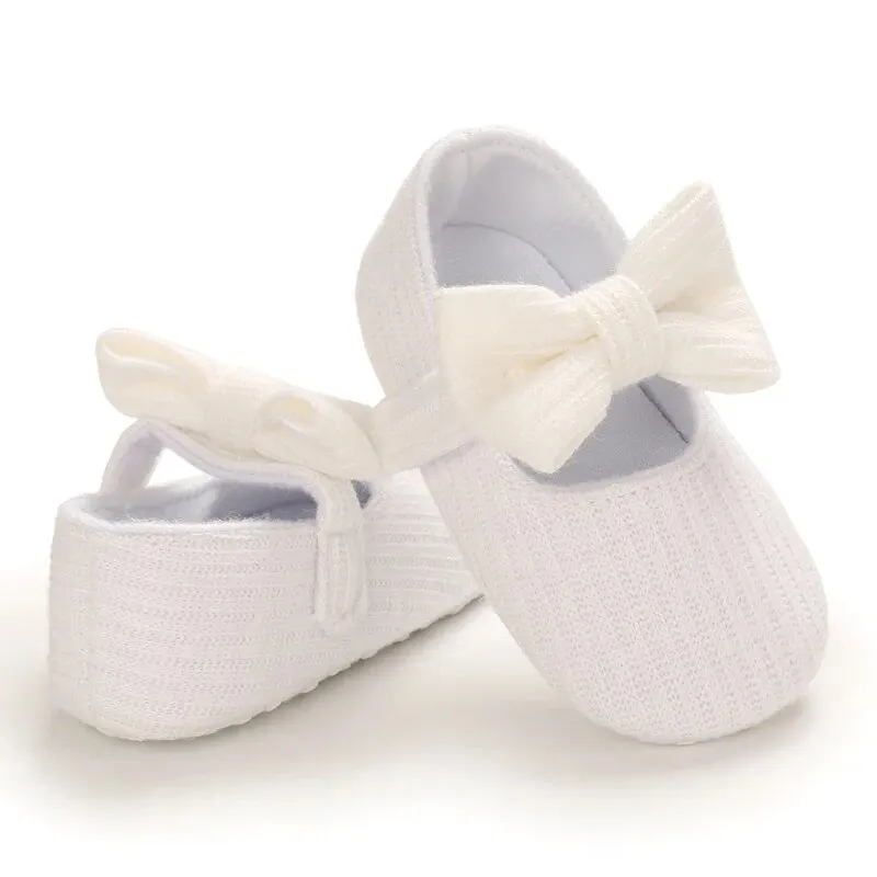 Baby Girl Shoes Knitted Cotton Flats Bow Soft Sole Newborn Walker Crib Shoe Sandals 5