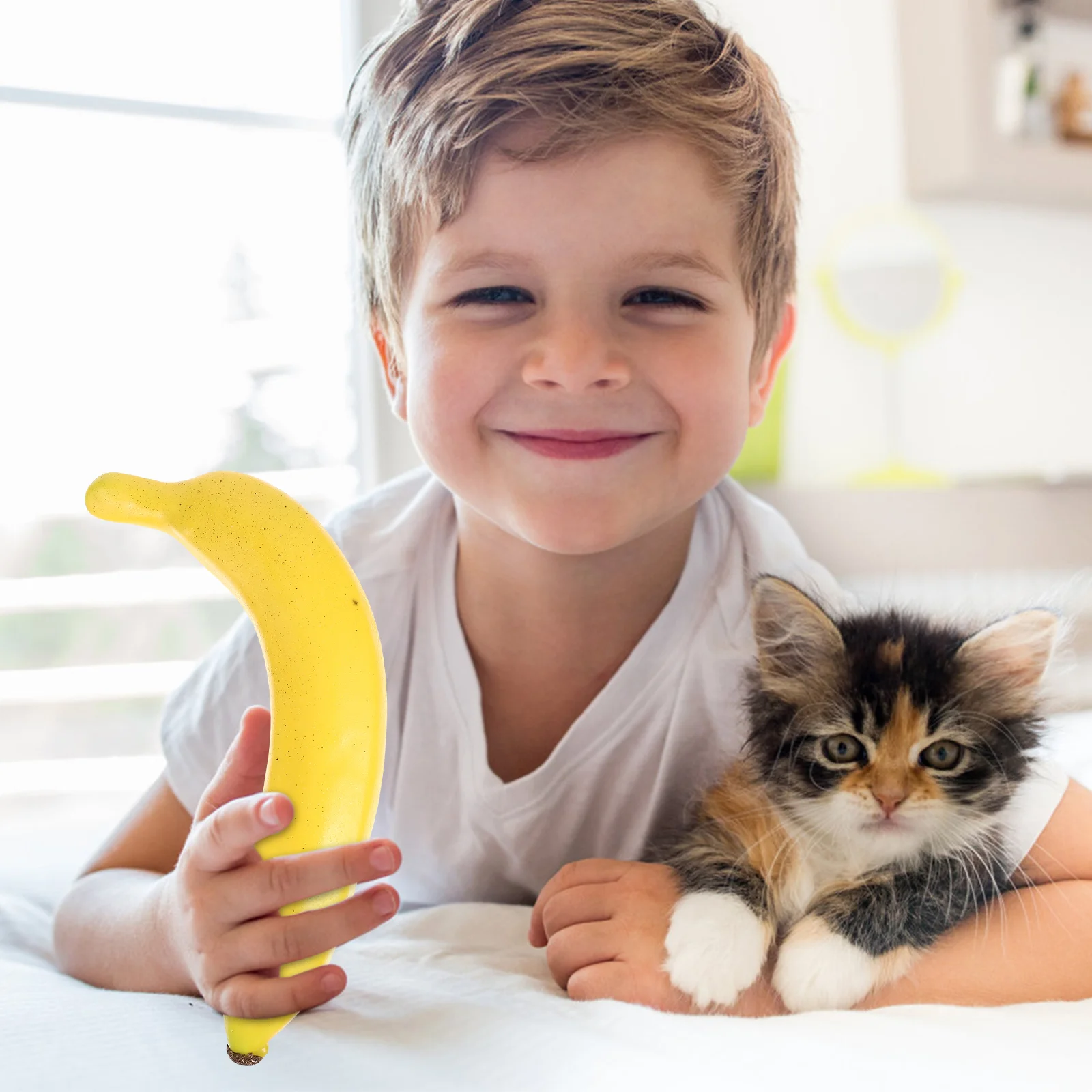 Kids Fruit Shaker Simulated Photography Early Education Props (banana)Toy Model Green Abs Baby