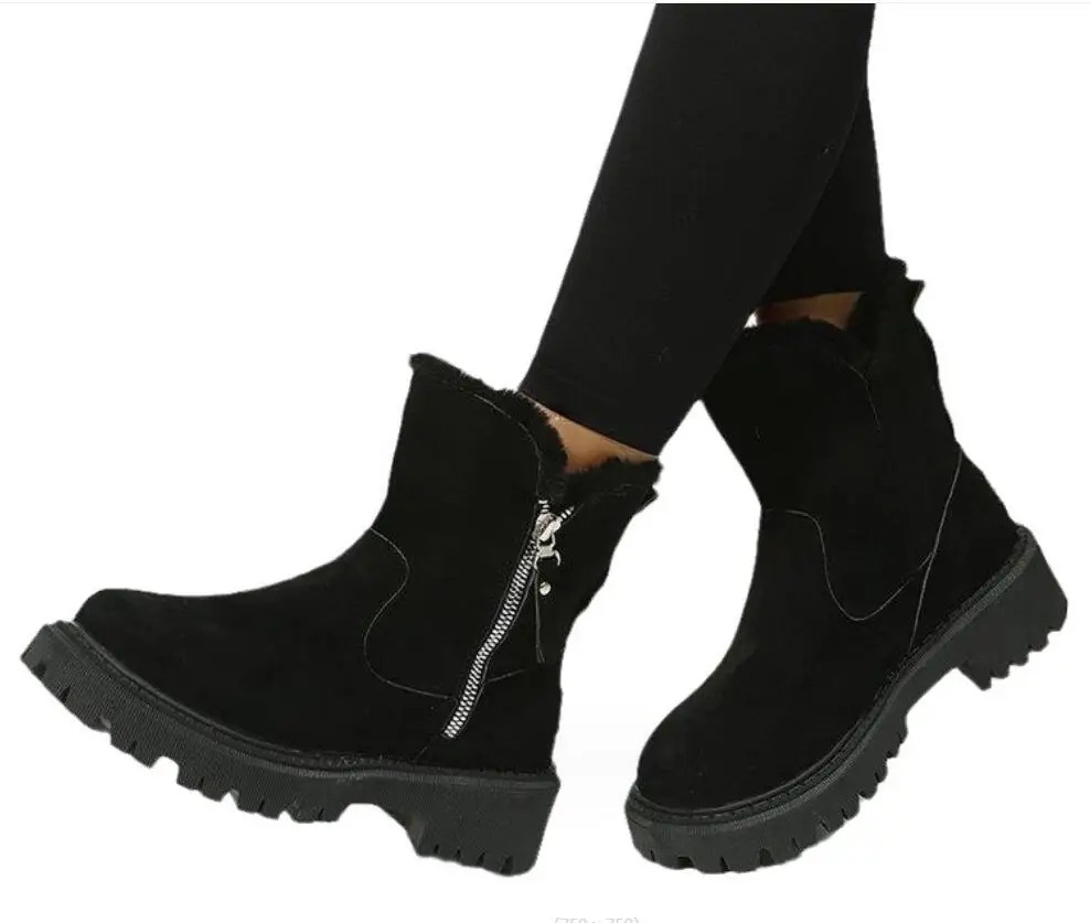 Winter Autumn Women Short Plush Warm Snow Boots Casual Shoes New Suede Fur Black Ankle Boots Flats Platform Ladies Shoes Boots