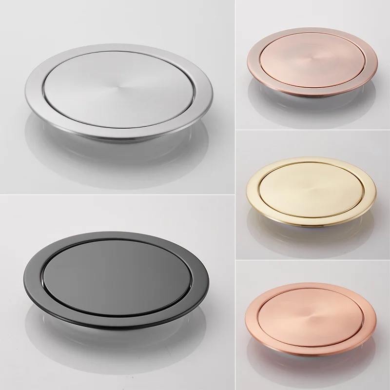 

Round Stainless Steel Flap Flush Recessed Built-in Balance Swing Flap Lid Cover Trash Bin Garbage Can Kitchen Counter Top