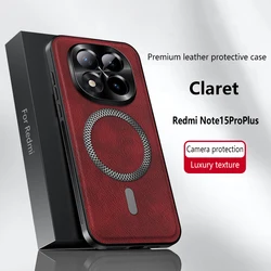 Premium Nubuck Leather Magnetic Shockproof Protective Case Cover for Redmi Note 14 5G (China) (1)