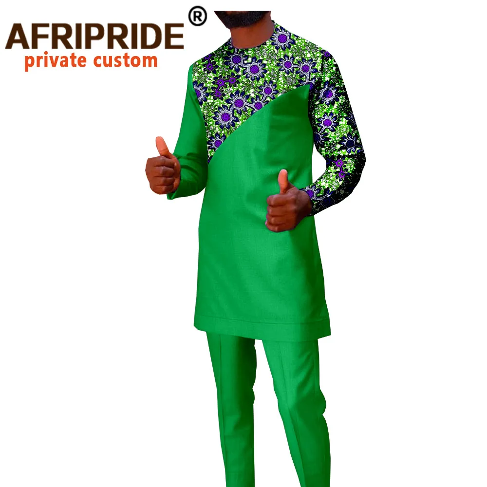 African Print Clothing for Men Casual Tracksuit Print Shirt and Pants Suit Long Sleeve O-Neck Attire Dashiki Outfits A2016029