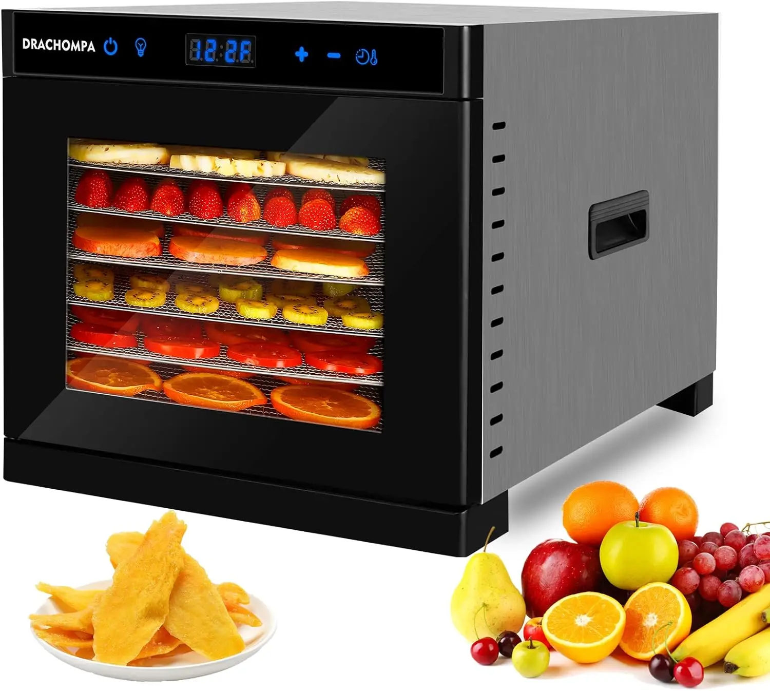 

Dehydrators for Food and Jerky(67 Recipes), Fruit, Dog Treats, Herbs, Yogurt and Vegetables, with 6 Stainless Steel Trays, 700W
