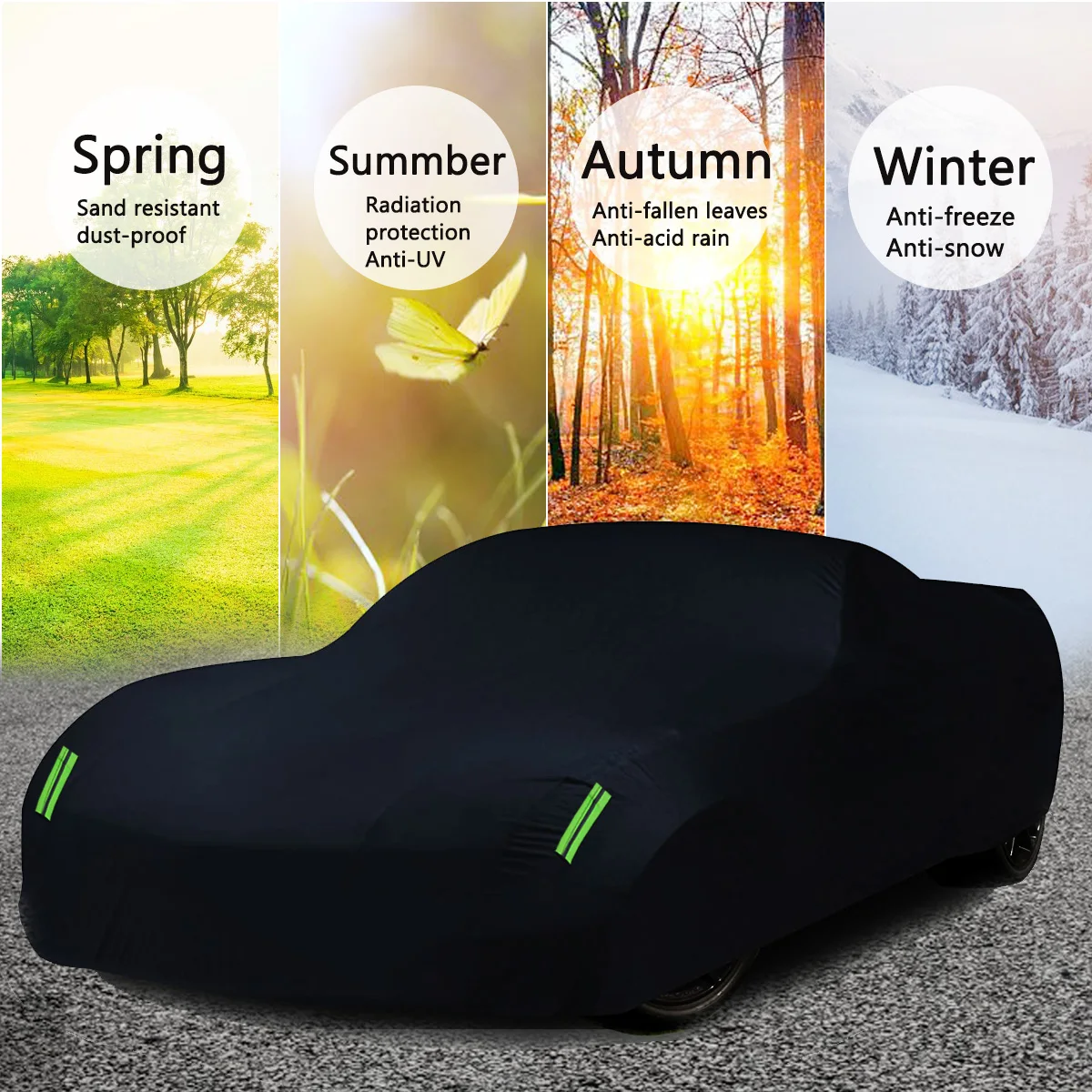 Waterproof Black 210T Polyester Car Cover For Outdoor Protection