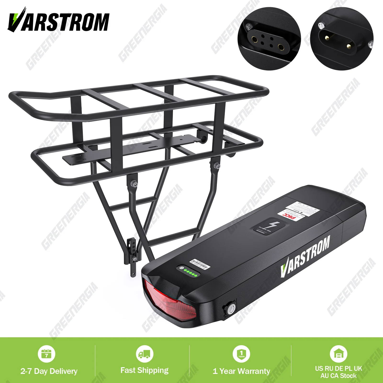 Varstrom Ebike Rear Rack Battery 48V 36V 17.5AH 20.8AH 18650 Cell ...