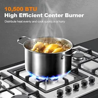 36 Inch Gas Cooktop, 5 Burner Gas Stove Top Total 34,588 BTU, Built-in Stainless Steel 36 Inch Gas Hob with Thermocouple Protect 2