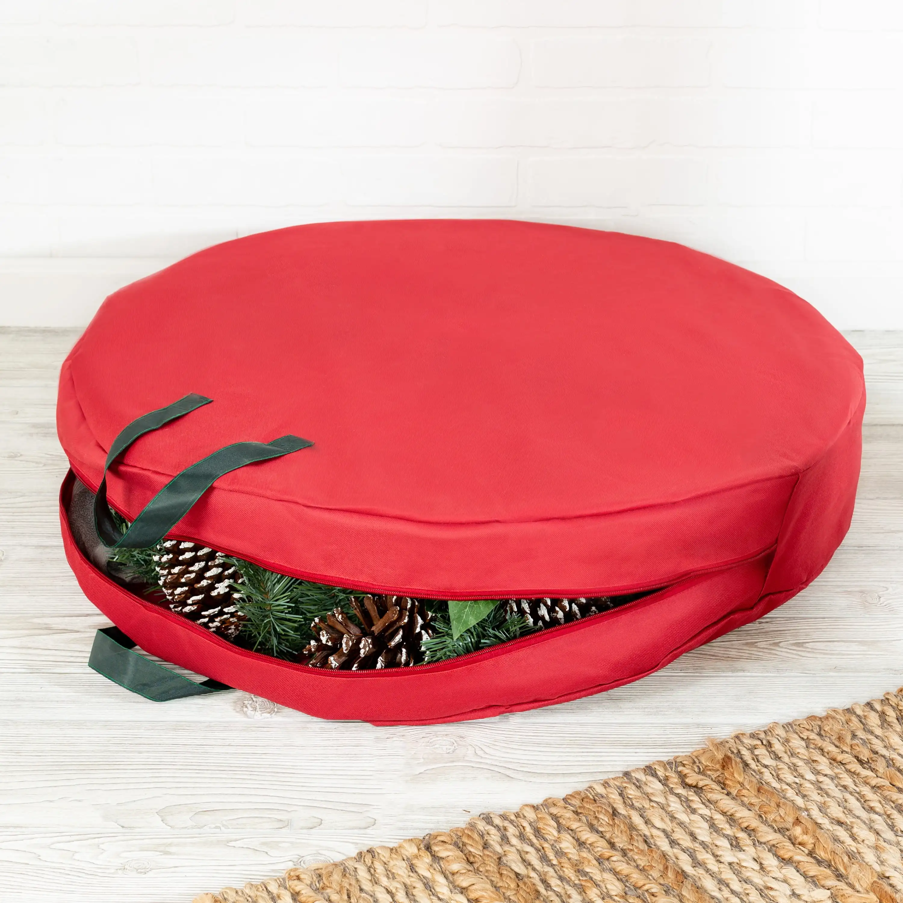 

Honey-Can-Do 30" Polyester Wreath Storage Bag with Handles, Red