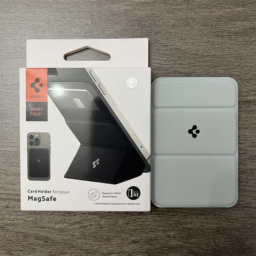 Original Spigen Leder-Faltmagnet-Matte-Wallet-Kartenhalter für MagSafe Kartenhalterung für iPhone 17 16 15 14 13 Pro Max Air – Detail 2