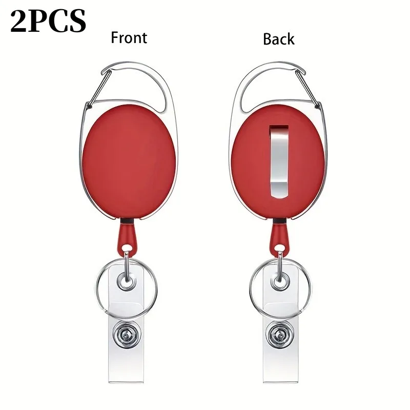 Heavy-Duty Retractable Badge Reel with Carabiner Clip and Key Ring