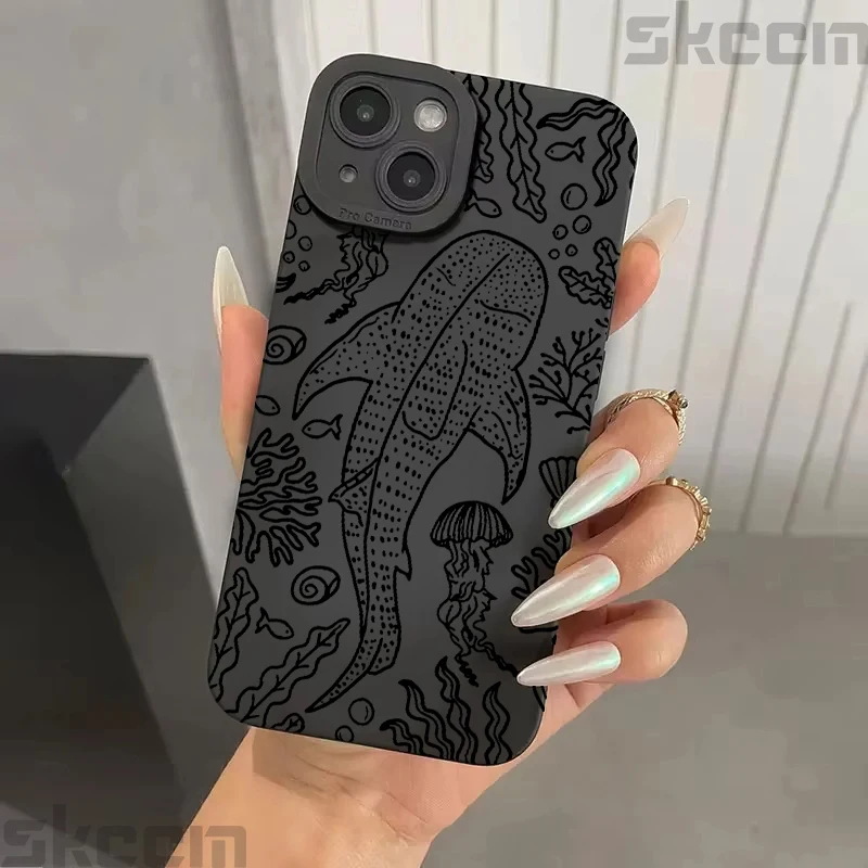 Whale Pattern Shockproof Silicone Phone Case - Soft Protective Cover