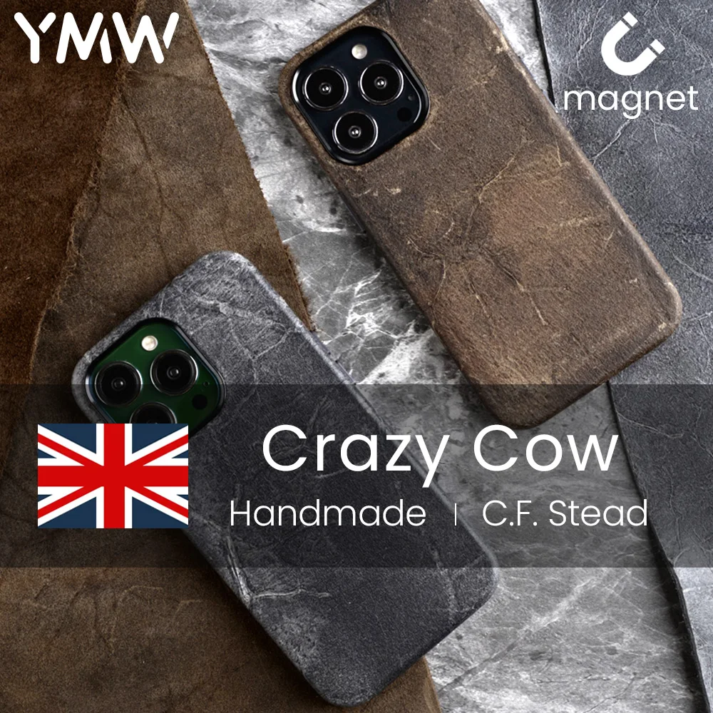 

Магнитный грубый чехол YMW из натуральной кожи для iPhone 13 14 Pro Max Mini Дикий Бизнес Ретро чехлы из натуральной воловьей кожи для телефона задняя крышка