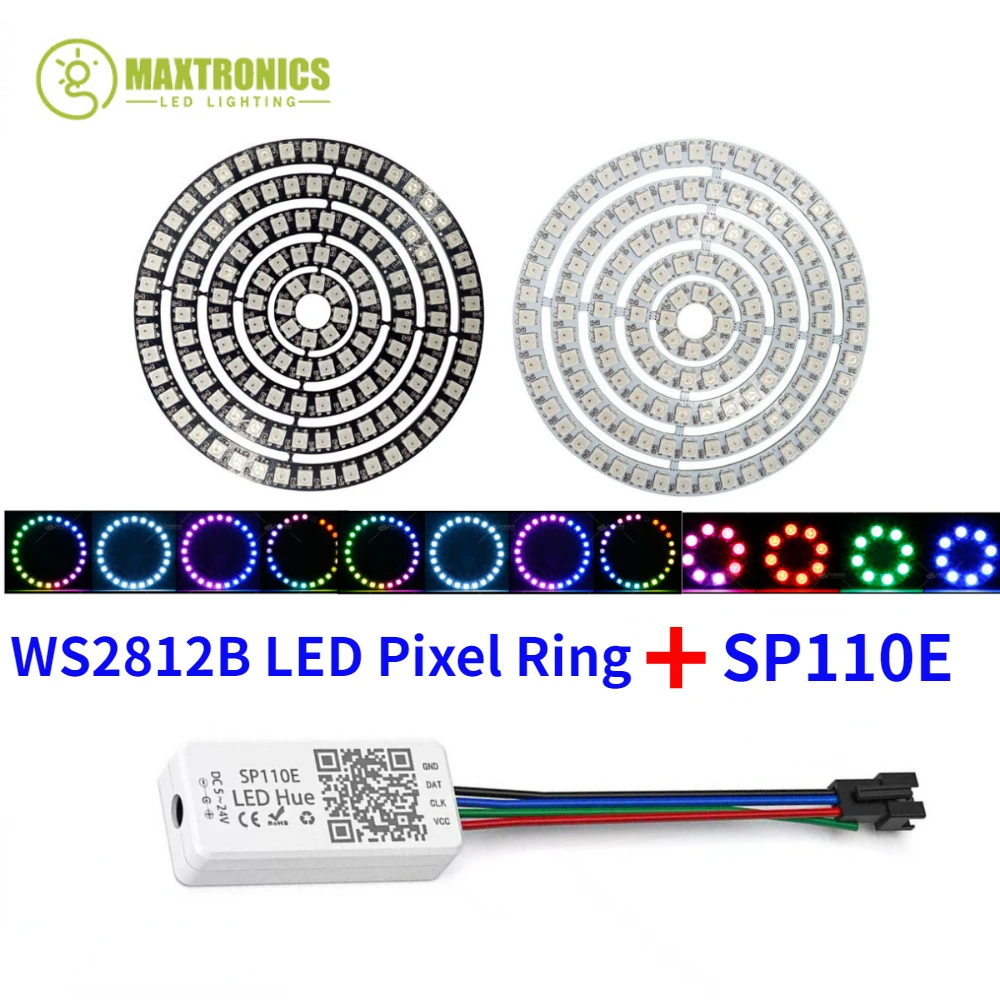 Description Picture 2 of itemLED Pixel Ring WS2812B USB/DC Wire And SP110E Controller Individul AddressabIe 5050 RGB WS2812IC BuiIt-in Led Module or Kits