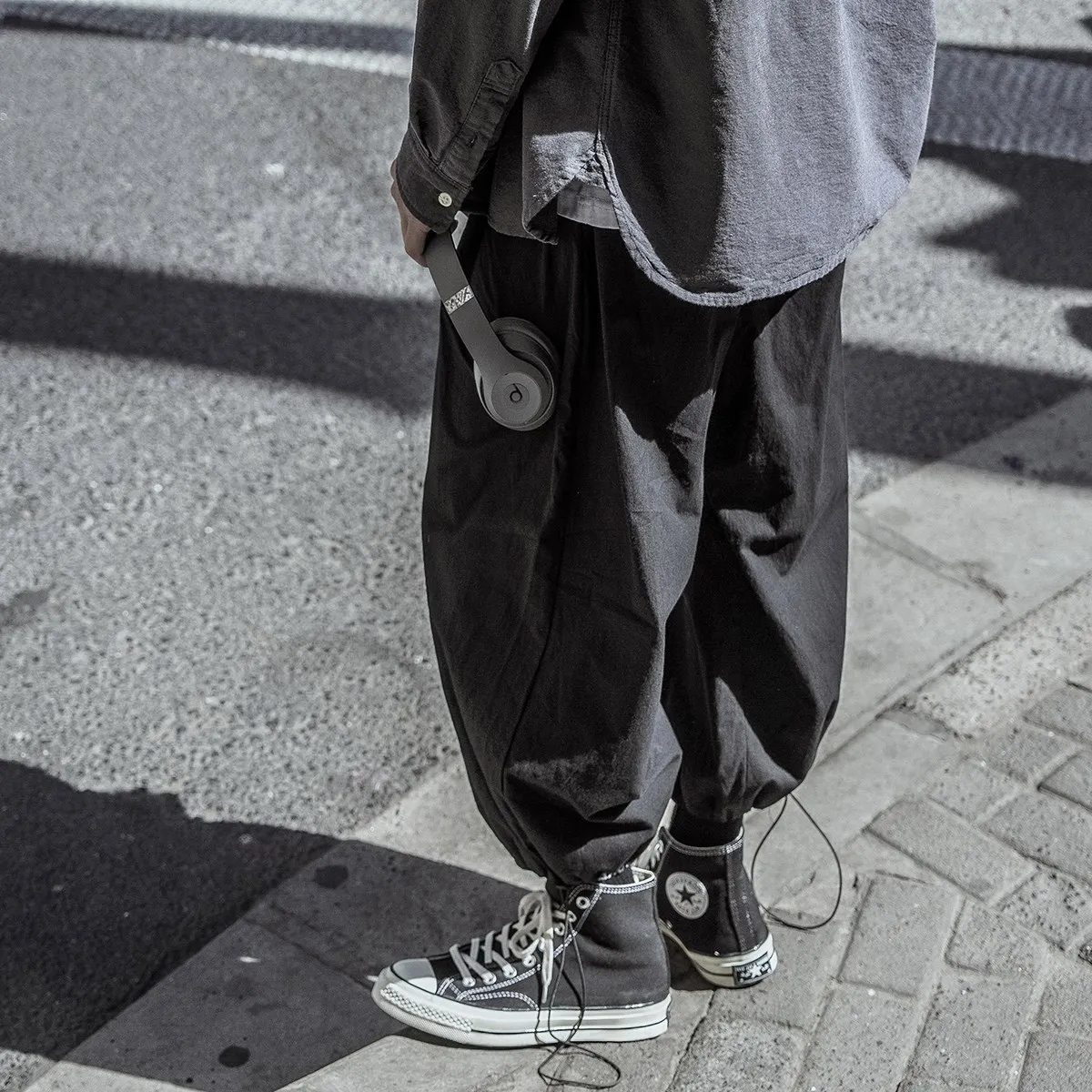 Ankle-tied Pants Men Drawstring Cuff Bloomers Korean Fashion Harem Pants Male Loose Joggers Handsome Youth Y2K S-5XL Streetwear