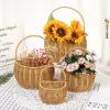 Imitation Rattan Kitchen Storage Basket with Handle Brown Wall Hanging Basket Sundries Organizer Toilet Rack 1