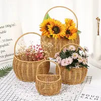 Imitation Rattan Kitchen Storage Basket with Handle Brown Wall Hanging Basket Sundries Organizer Toilet Rack 1